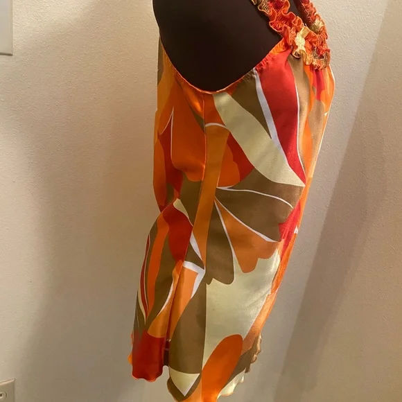 Be Yourself orange & gold sleeveless blouse Size M - Picture 4 of 5